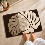 Two Leaf Brown Bathroom Mat