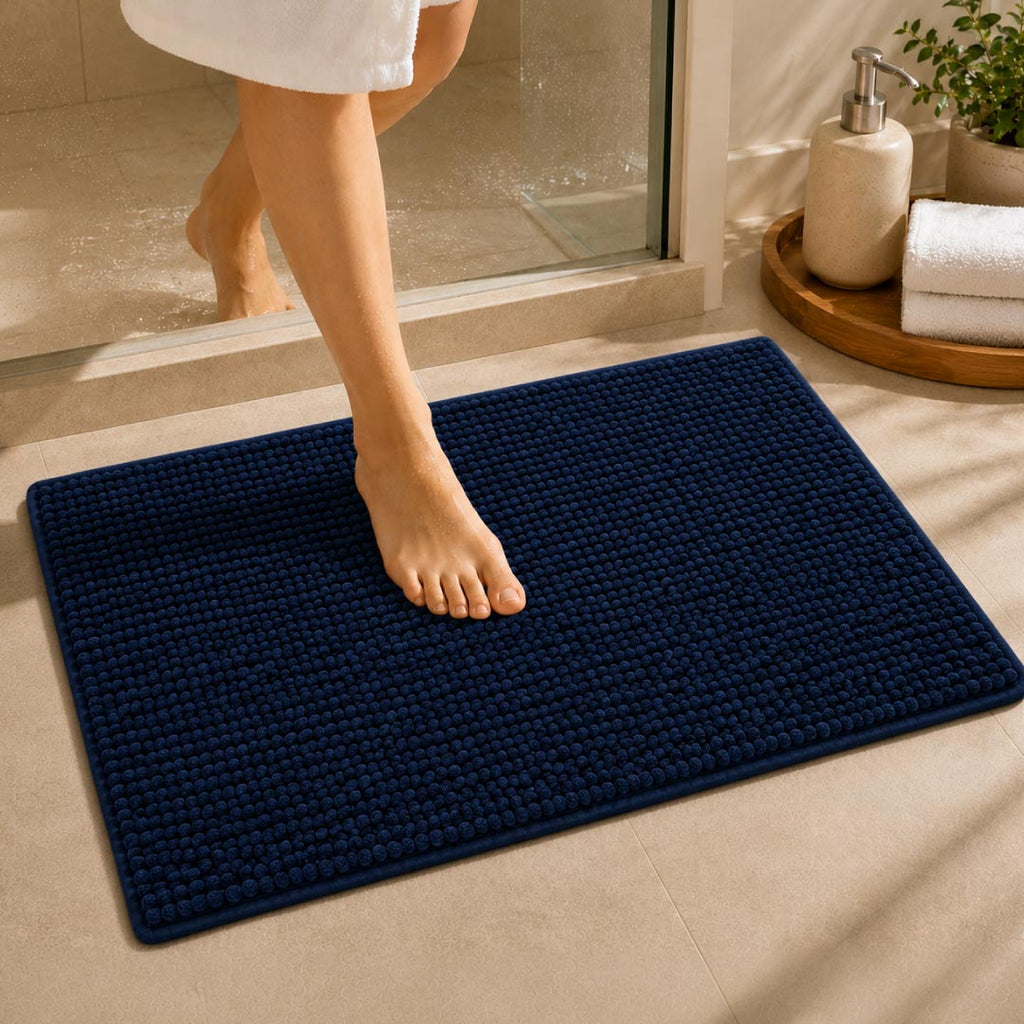 Shaggy Blue Bathroom Mat