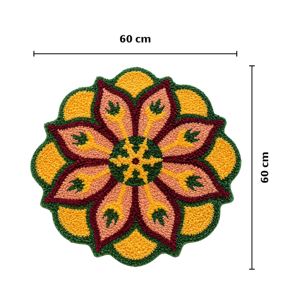 Lotus Swirl Rangoli Door and Bathroom Mat