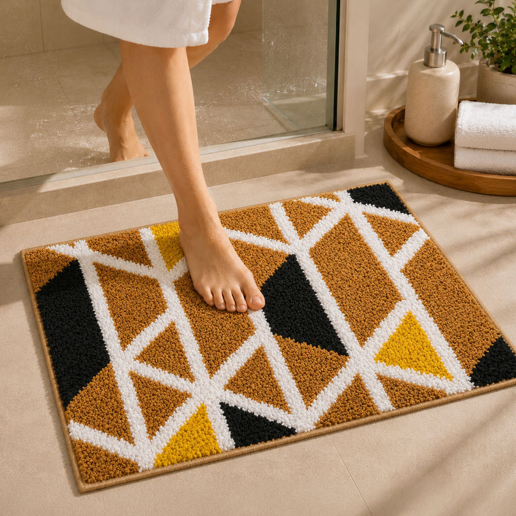 Mosaic Beige Bathroom Mat
