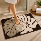 Two Leaf Brown Bathroom Mat