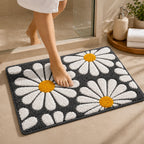 Flower Grey Bathroom Mat