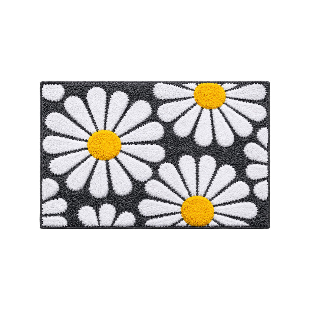 Flower Grey Bathroom Mat