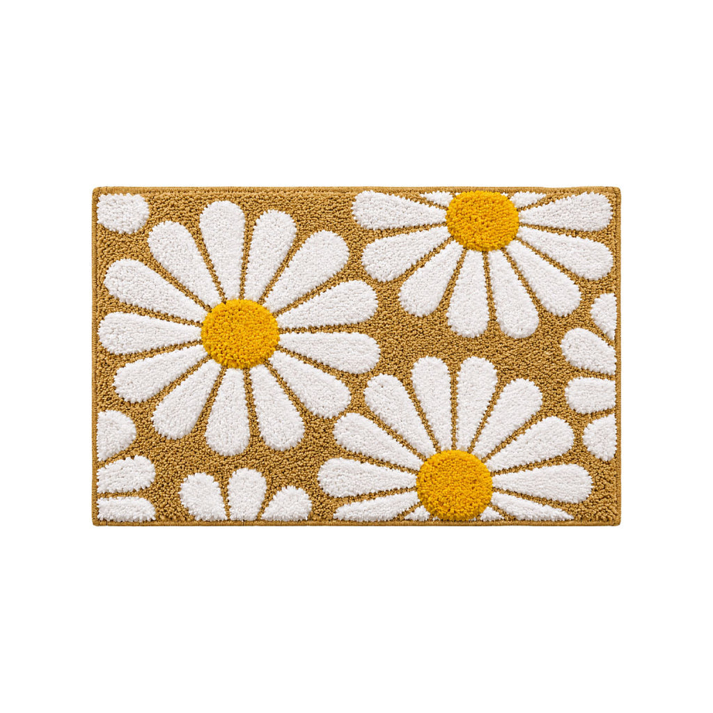Flower Beige Bathroom Mat