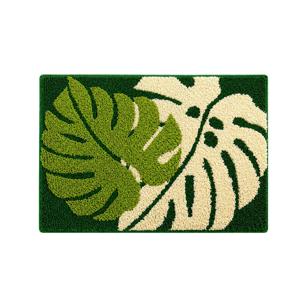 Two Leaf Green Bathroom Mat