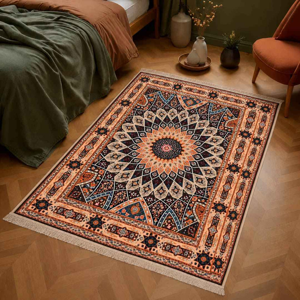 Golden Sunburst Persian Carpet