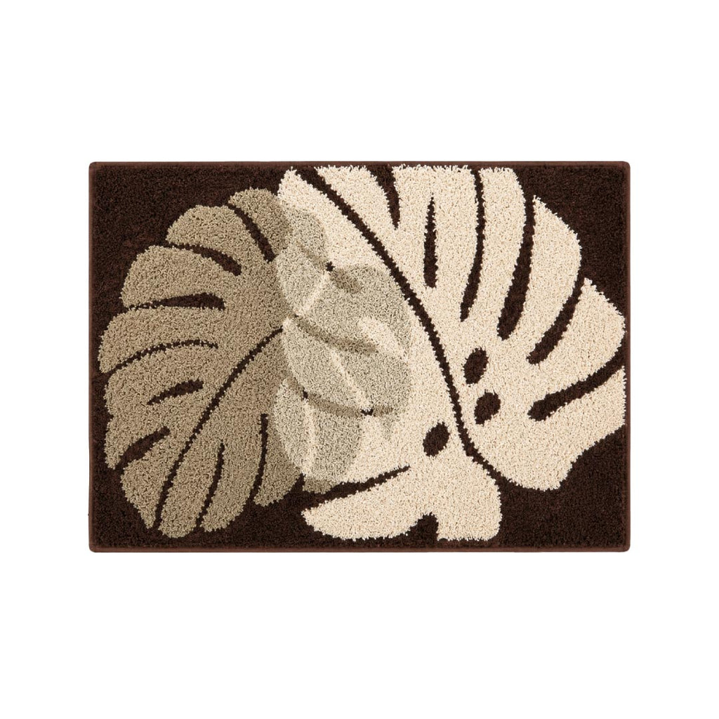 Two Leaf Brown Bathroom Mat