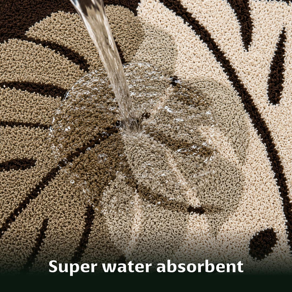 Two Leaf Brown Bathroom Mat