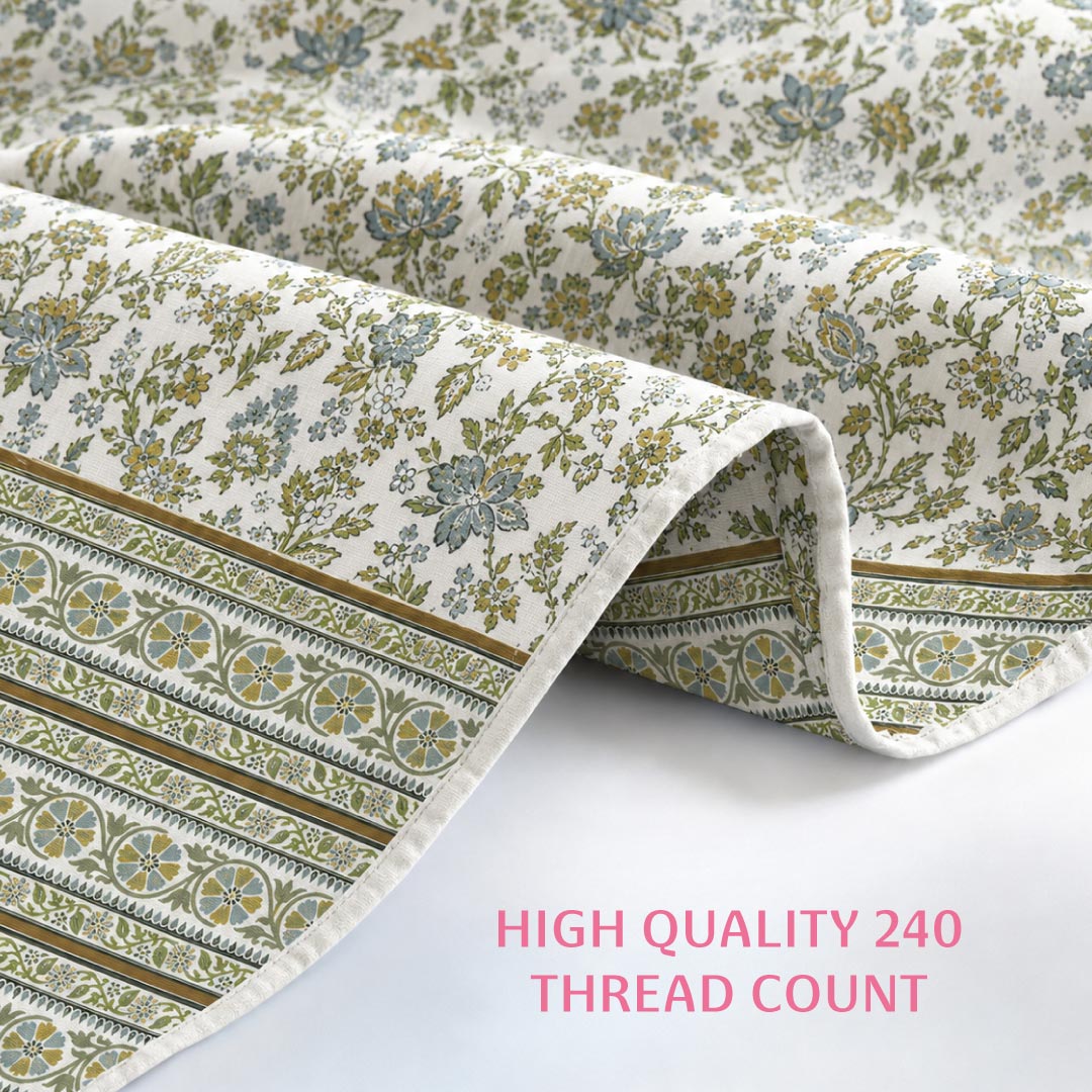 Meadow Double Bedsheet, 100% Cloud Cotton, 240 TC, 2 Pillow Covers