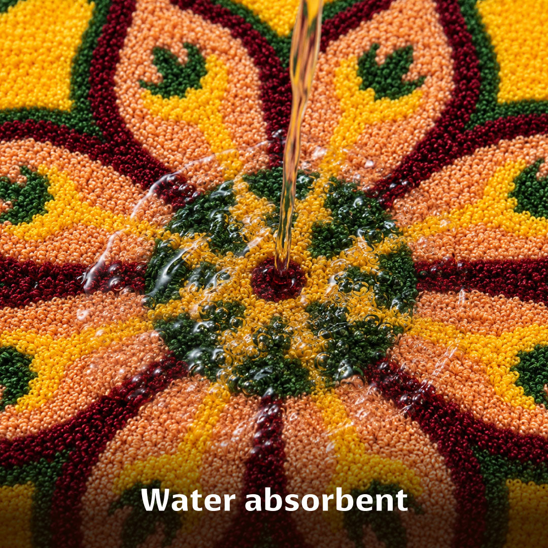 Lotus Swirl Rangoli Door and Bathroom Mat