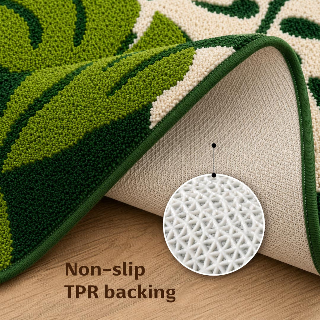 Two Leaf Green Bathroom Mat