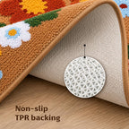 Tan Daisy Beige Runner Mat - Roseate