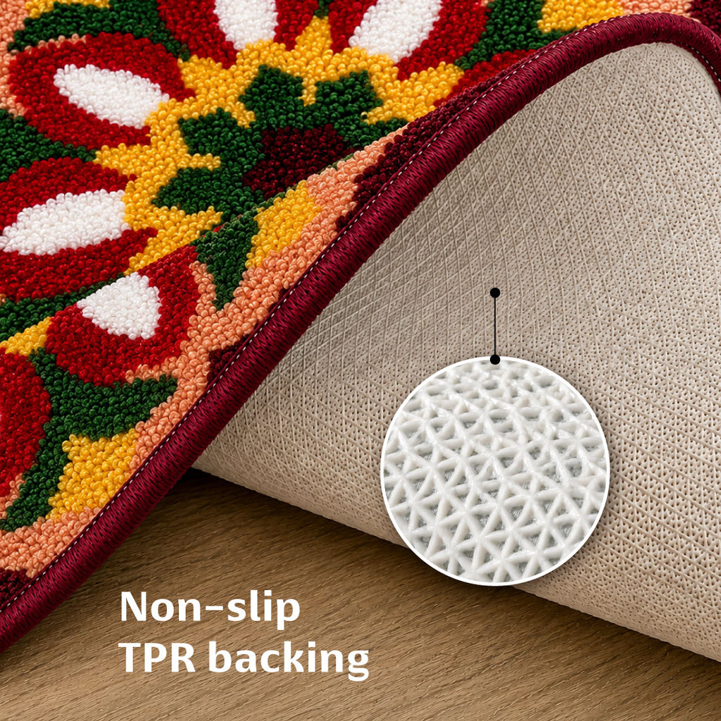 Tulip Bloom Rangoli Door and Bathroom Mat