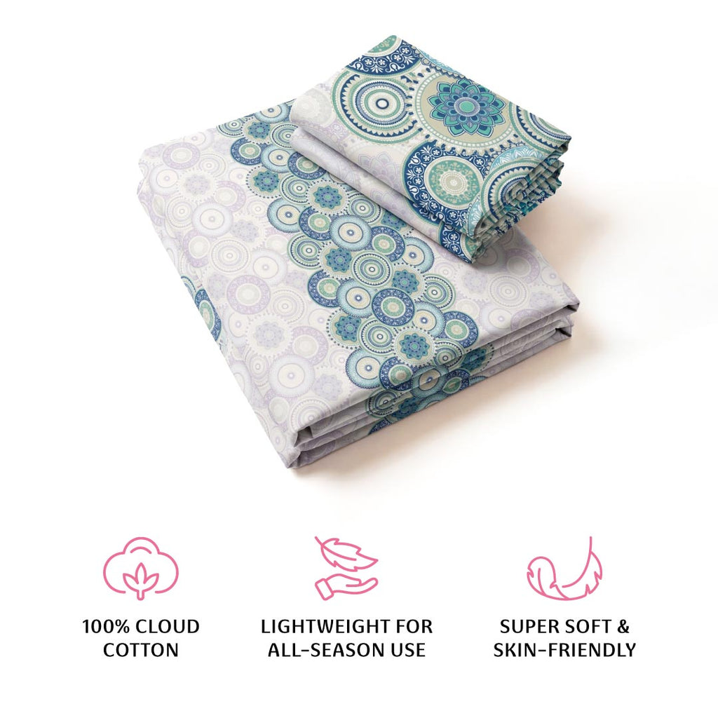 Acacia Double Bedsheet, 100% Cloud Cotton, 240 TC, 2 Pillow Covers