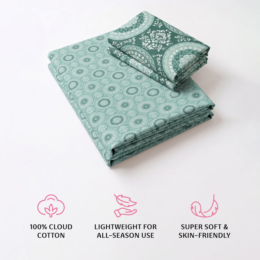 Virdia Double Bedsheet, 100% Cloud Cotton, 240 TC, 2 Pillow Covers