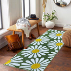 Flower Green Runner Mat