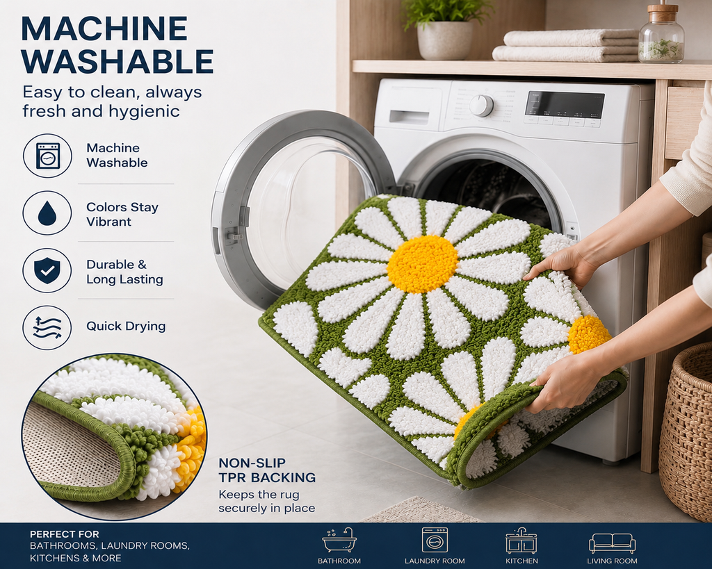 Flower Green Runner Mat