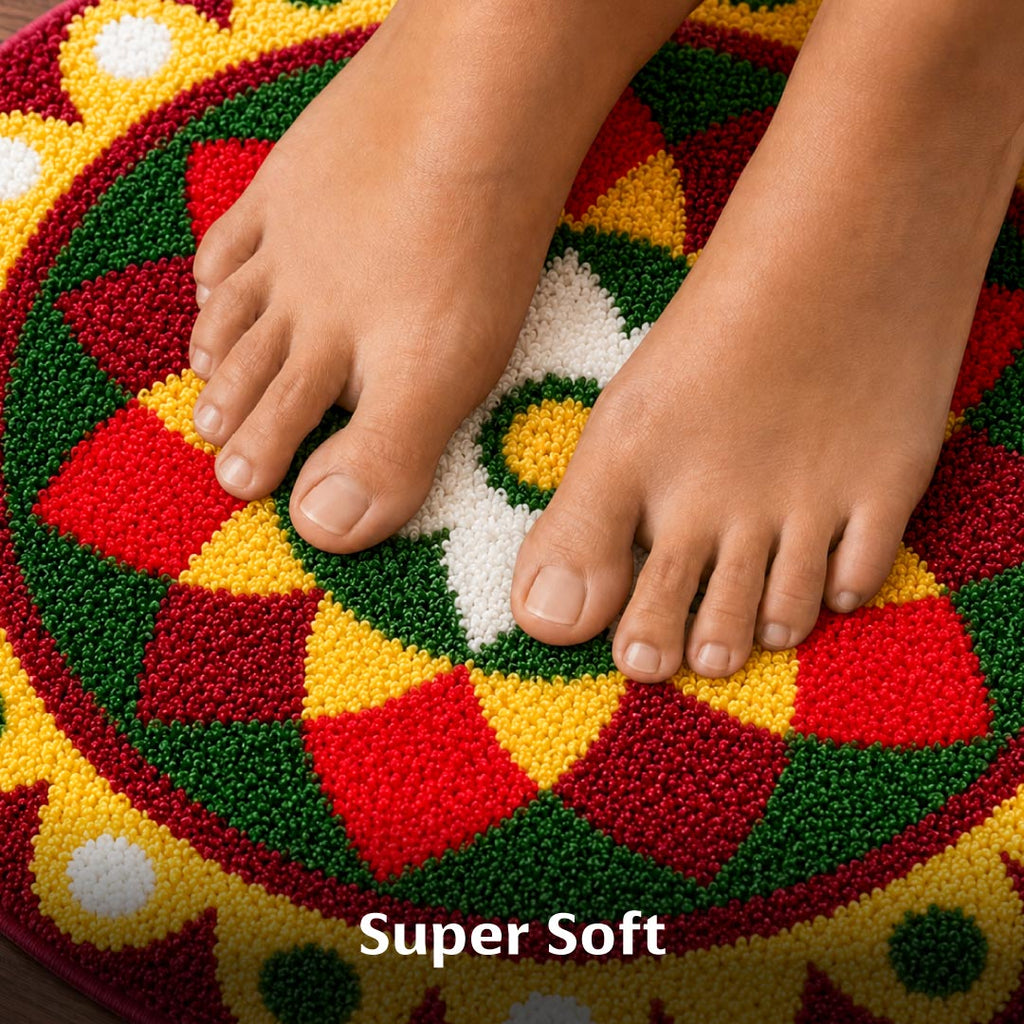 Rangoli Marigold Bloom Door and Bathroom Mat - Roseate