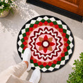 Rangoli Chevron Bloom Door and Bathroom Mat - Roseate