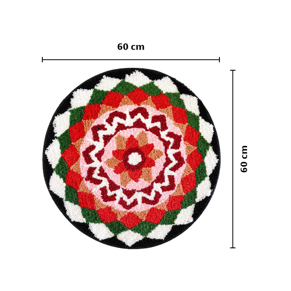Rangoli Chevron Bloom Door and Bathroom Mat - Roseate