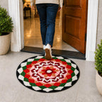 Rangoli Chevron Bloom Door and Bathroom Mat - Roseate