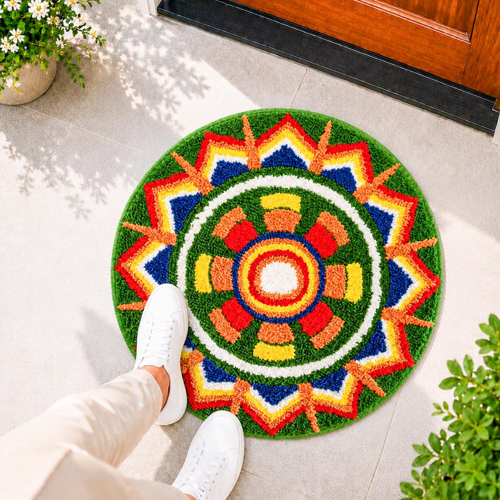 Rangoli Carnival Sun Door and Bathroom Mat - Roseate