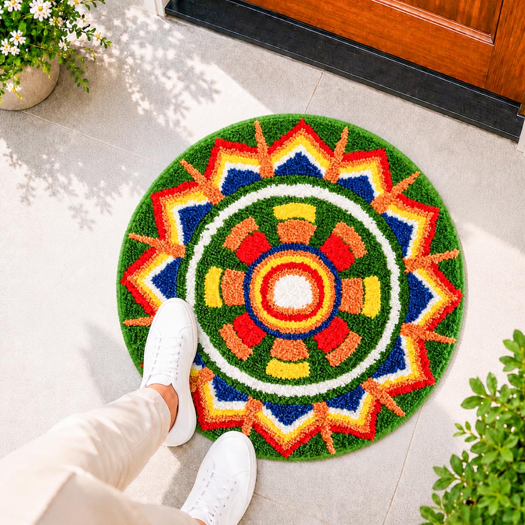 Rangoli Carnival Sun Door and Bathroom Mat - Roseate