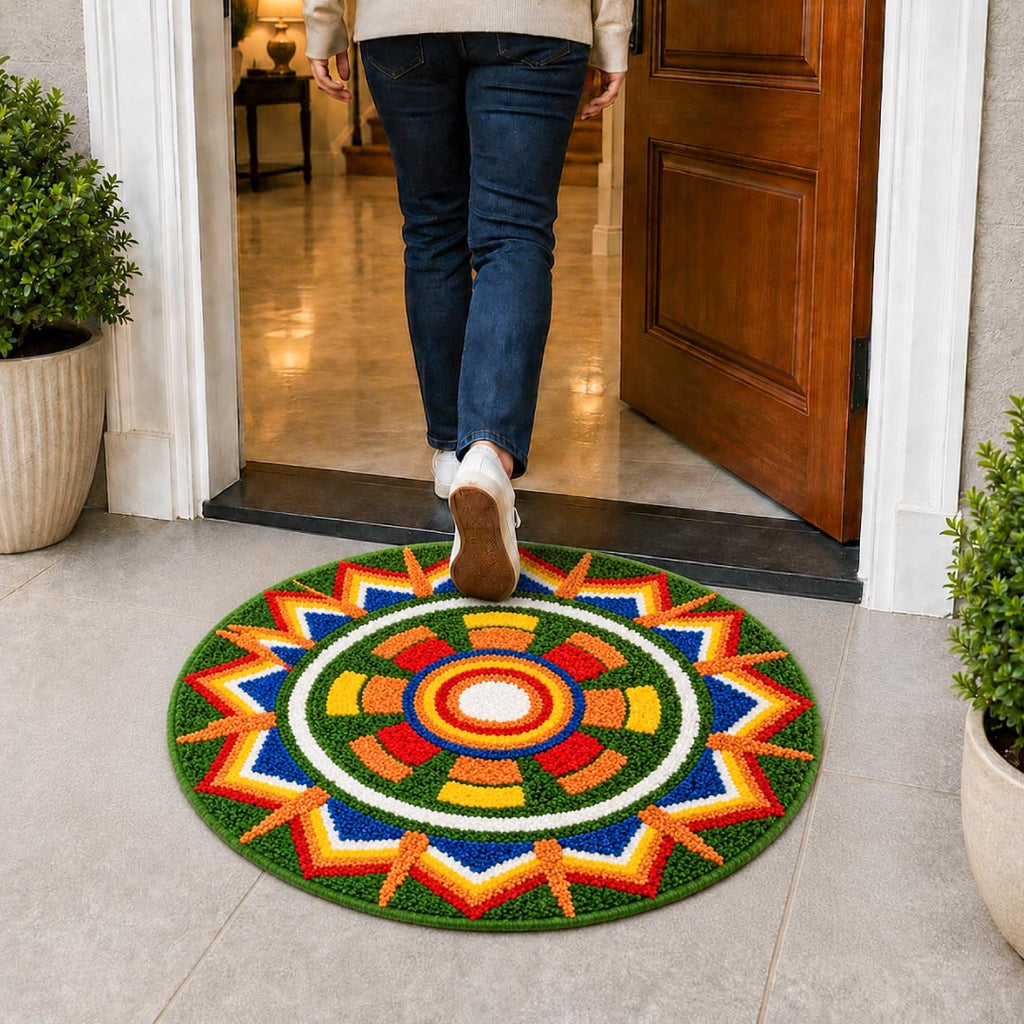 Rangoli Carnival Sun Door and Bathroom Mat - Roseate