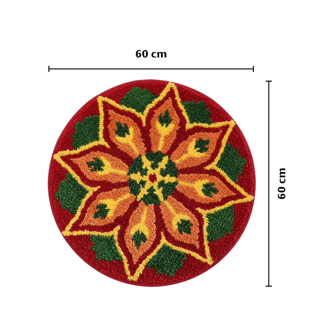 Rangoli Ember Star Door and Bathroom Mat - Roseate