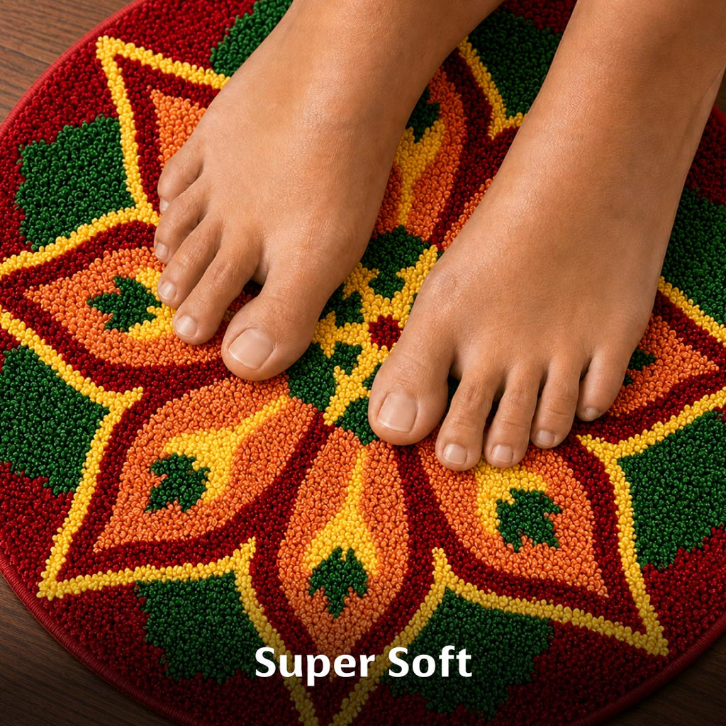 Rangoli Ember Star Door and Bathroom Mat - Roseate