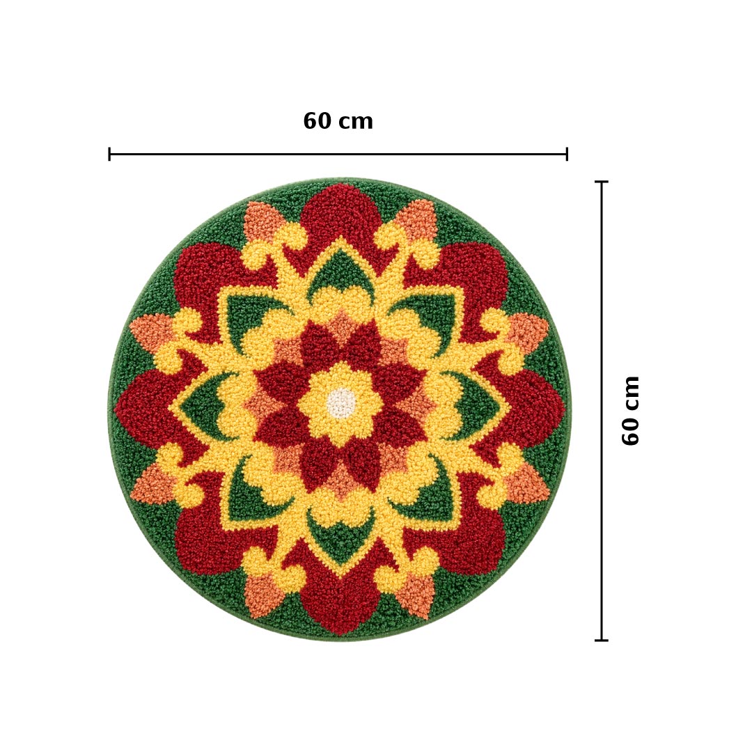 Rangoli Lotus Garden Door and Bathroom Mat - Roseate
