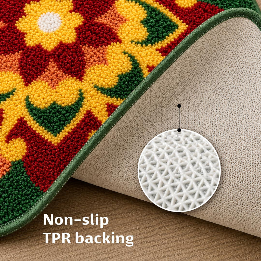 Rangoli Lotus Garden Door and Bathroom Mat - Roseate