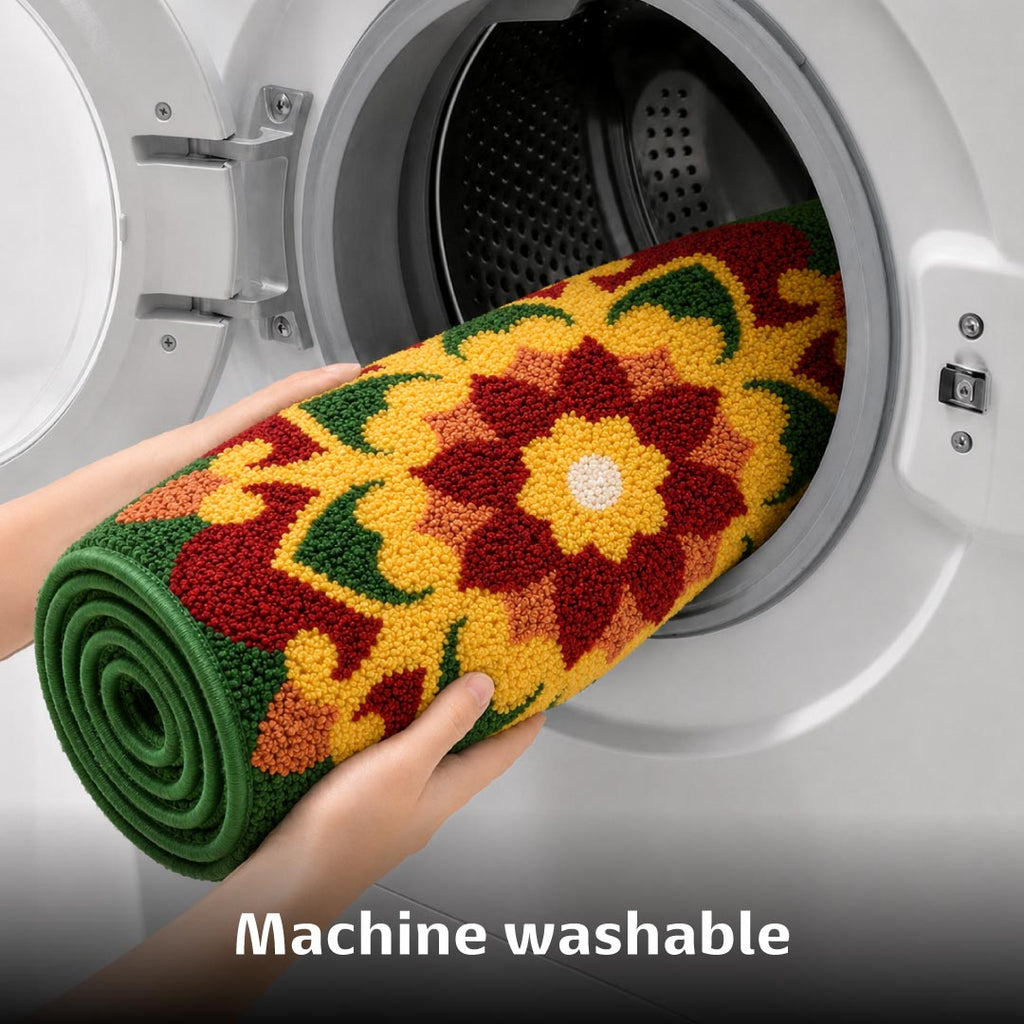 Rangoli Lotus Garden Door and Bathroom Mat - Roseate
