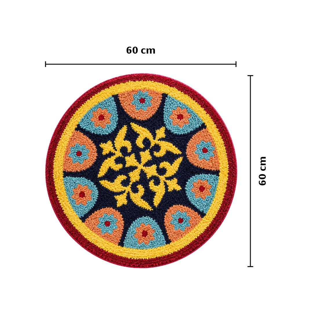 Rangoli Azure Tile Door and Bathroom Mat - Roseate