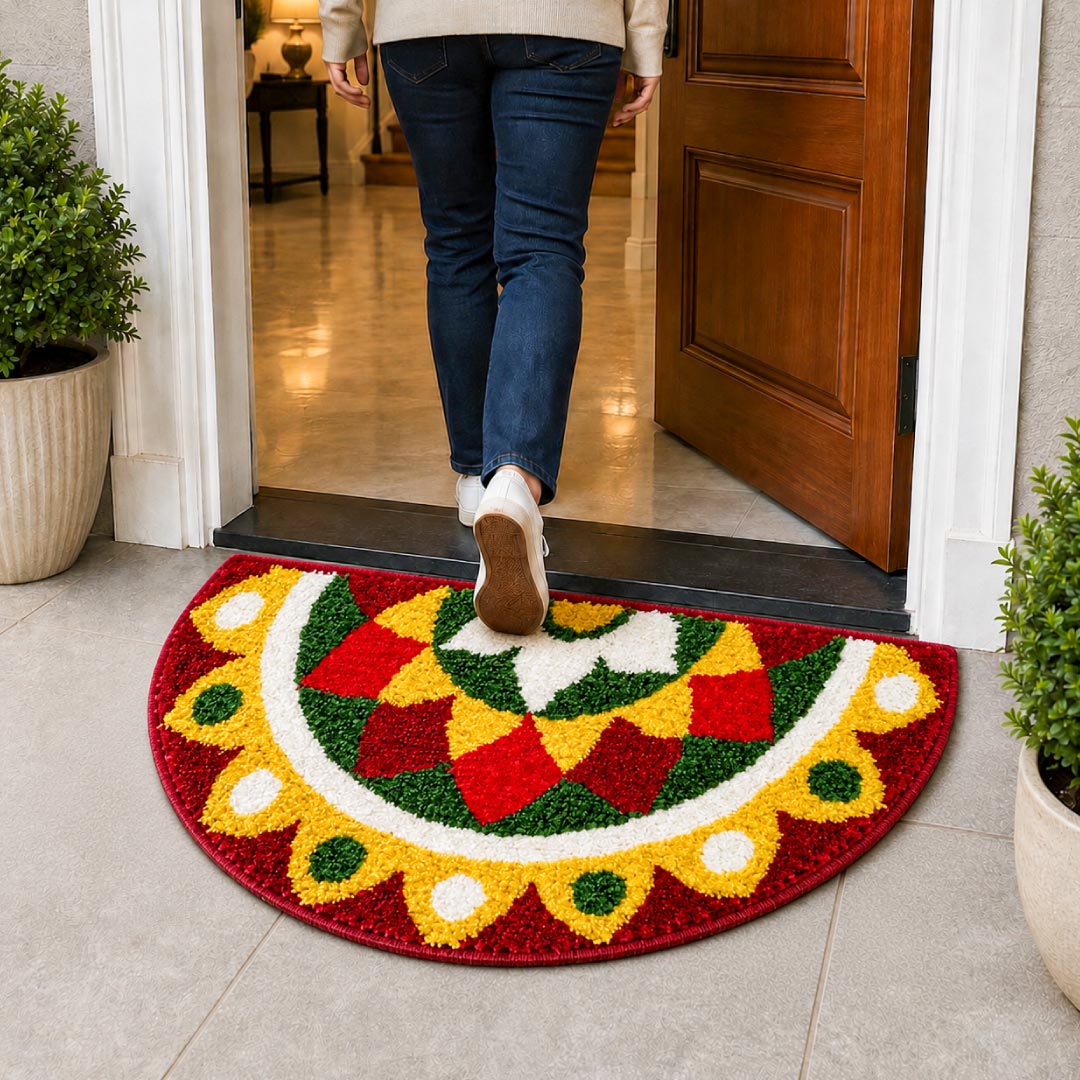 Kolam Marigold Bloom Door and Bathroom Mat - Roseate