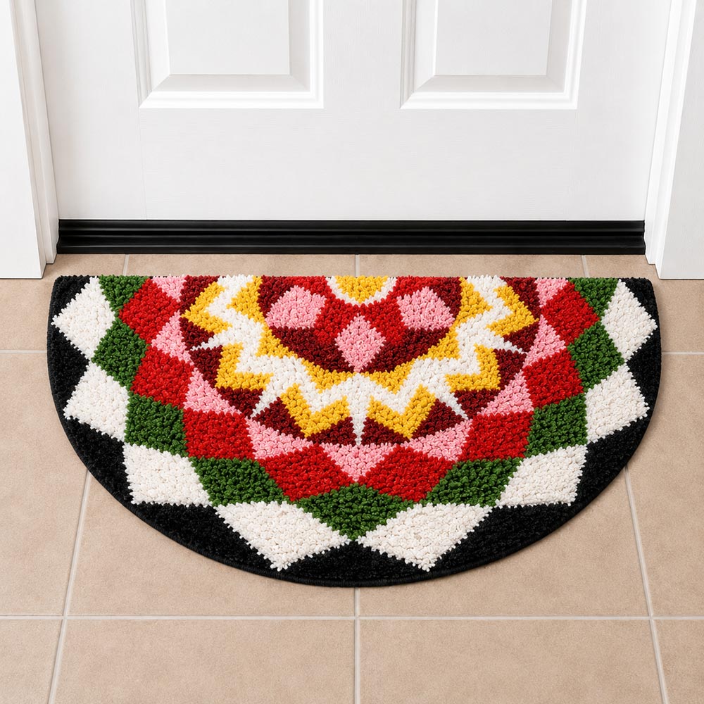 Kolam Chevron Bloom Door and Bathroom Mat - Roseate