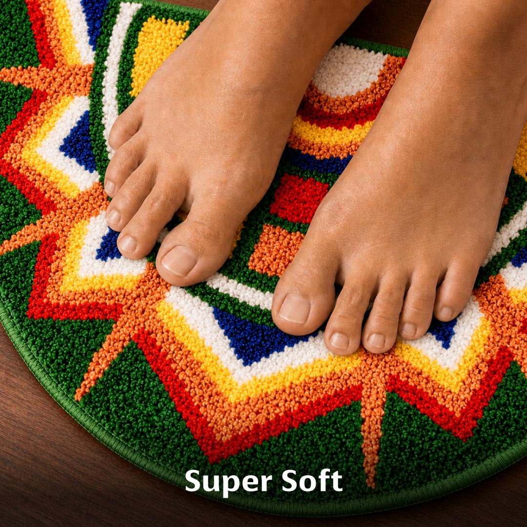 Kolam Carnival Sun Door and Bathroom Mat - Roseate