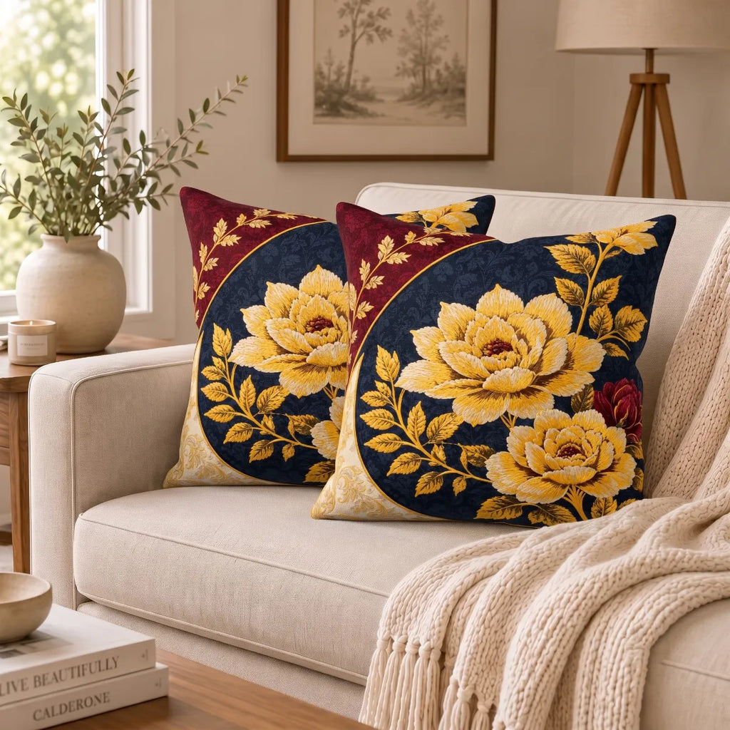 Autumn Peony Cushion Cover | Hummingbird