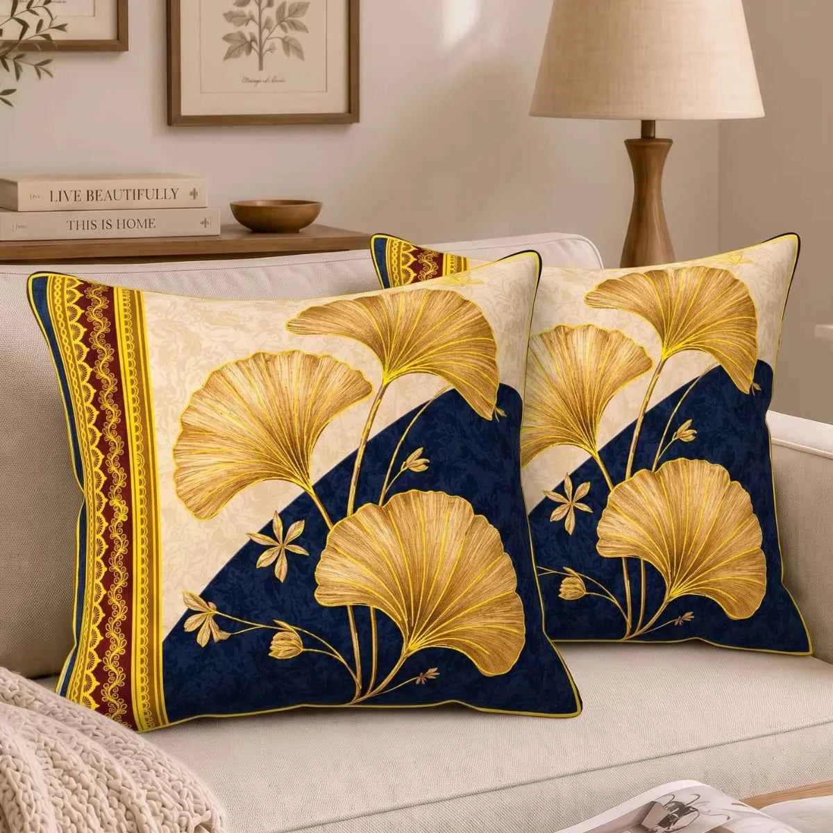 Golden Ginkgo Cushion Cover | Hummingbird
