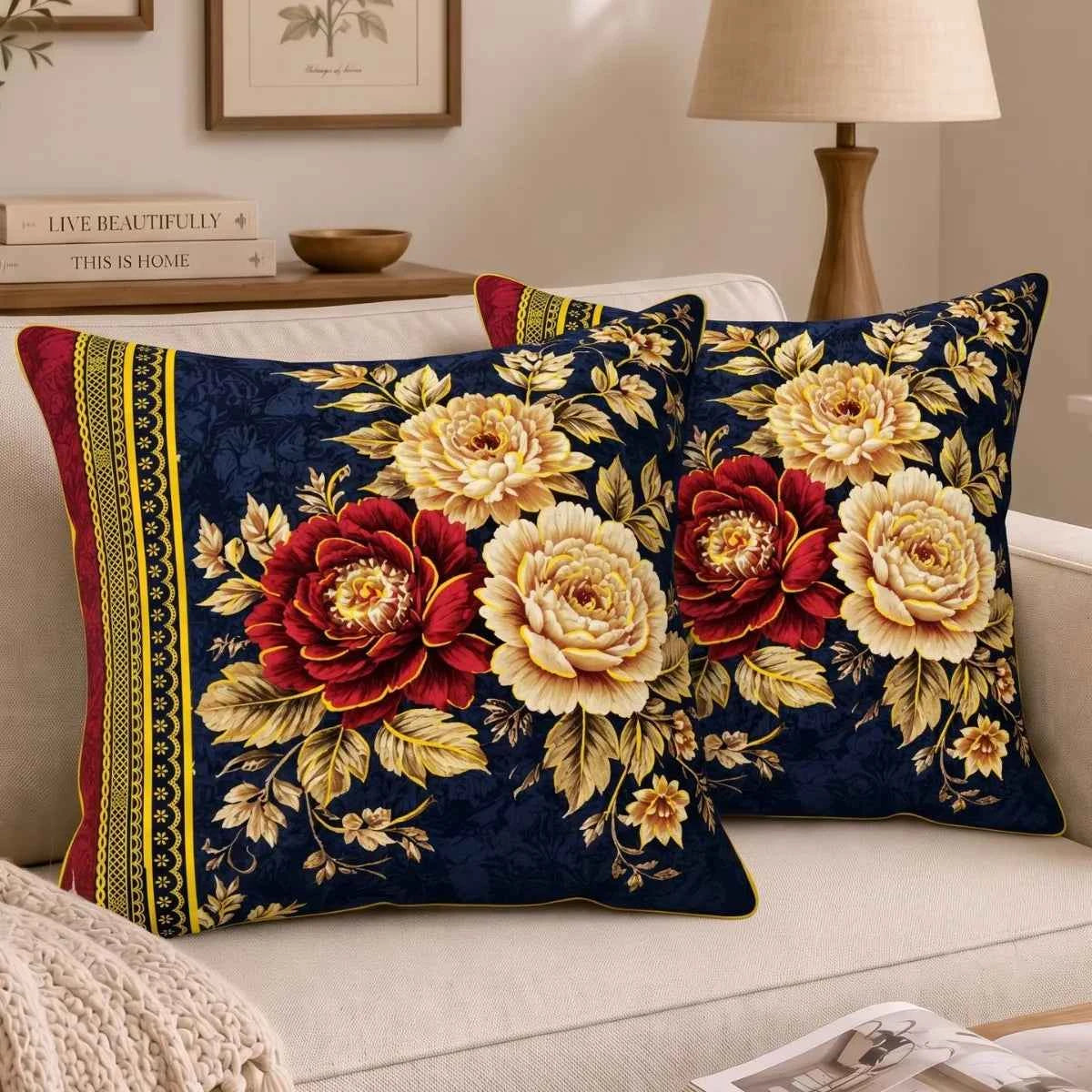 Velvet Peony Cushion Cover | Hummingbird