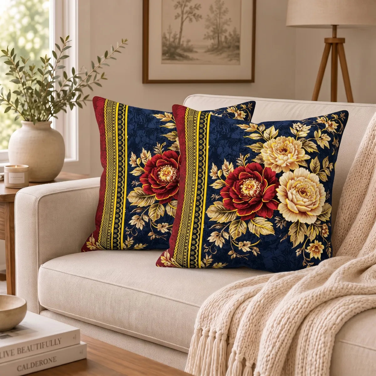Velvet Peony Cushion Cover | Hummingbird