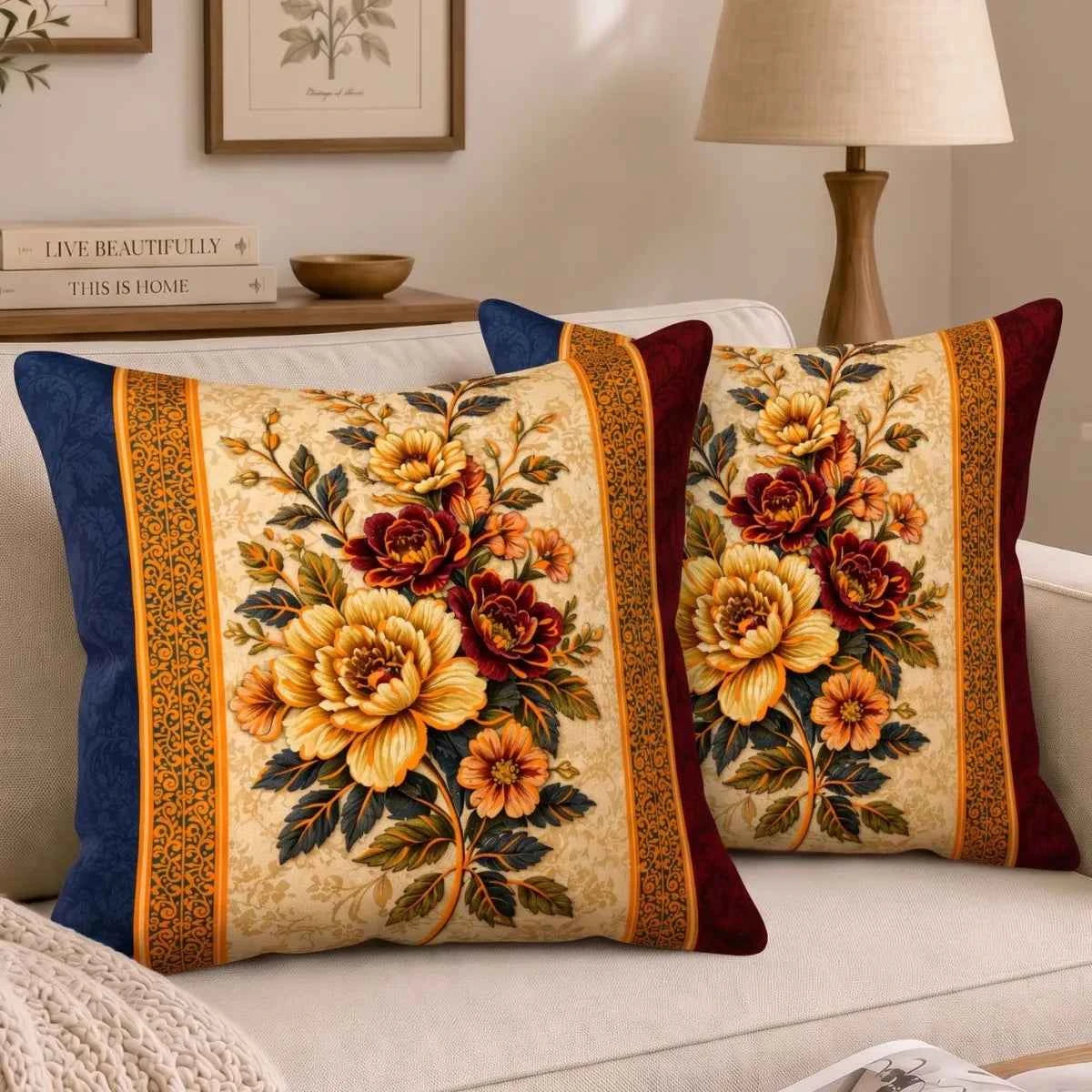 Framed Bouquet Cushion Cover | Hummingbird