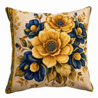 Golden Bloom Cushion Cover | Hummingbird