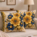 Golden Bloom Cushion Cover | Hummingbird