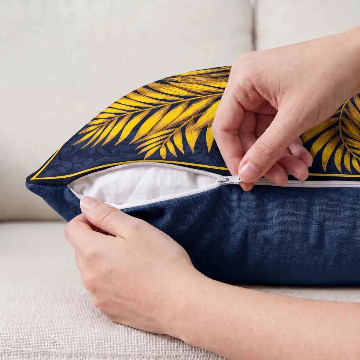 Golden Palm Cushion Cover | Hummingbird