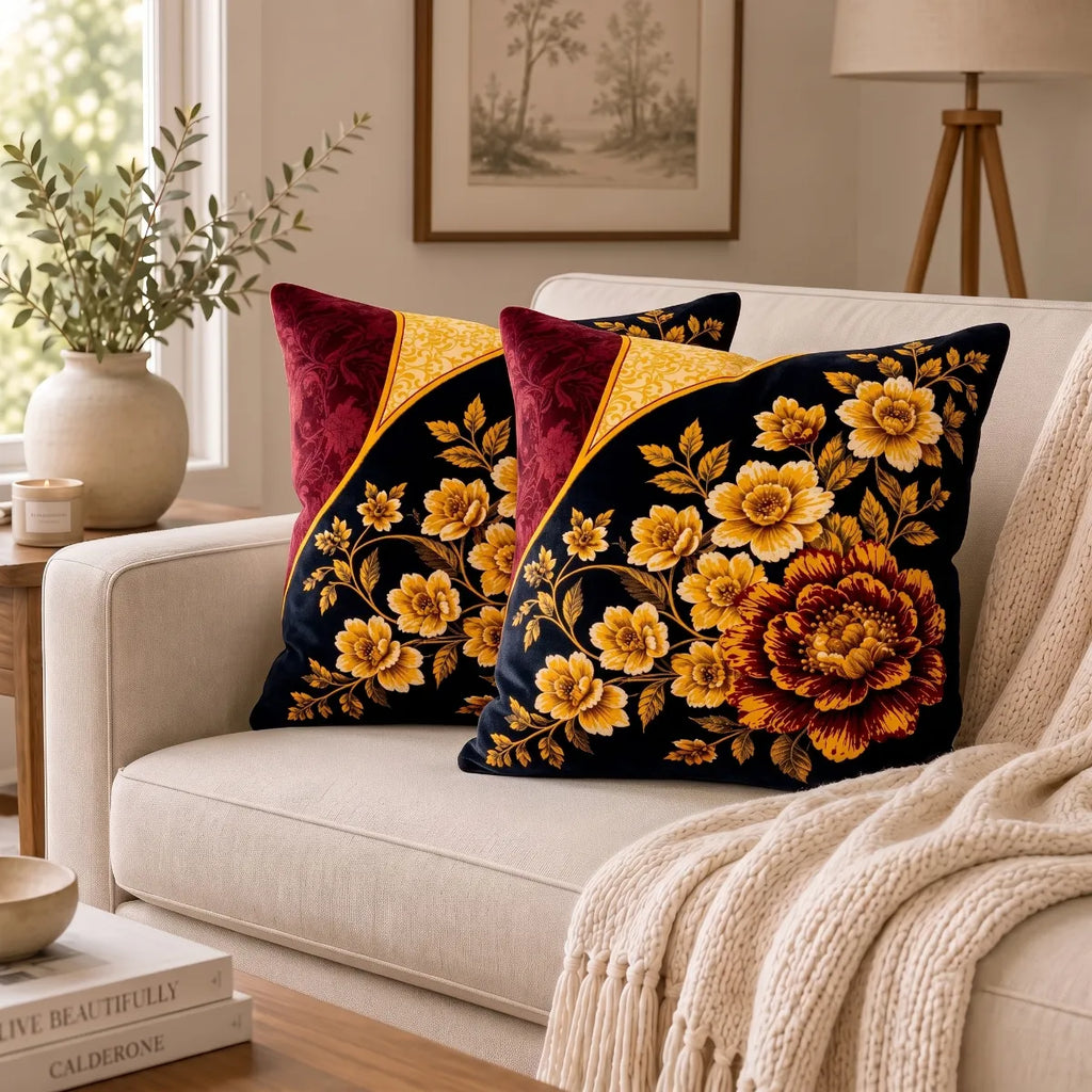 Midnight Peony Cushion Cover | Hummingbird