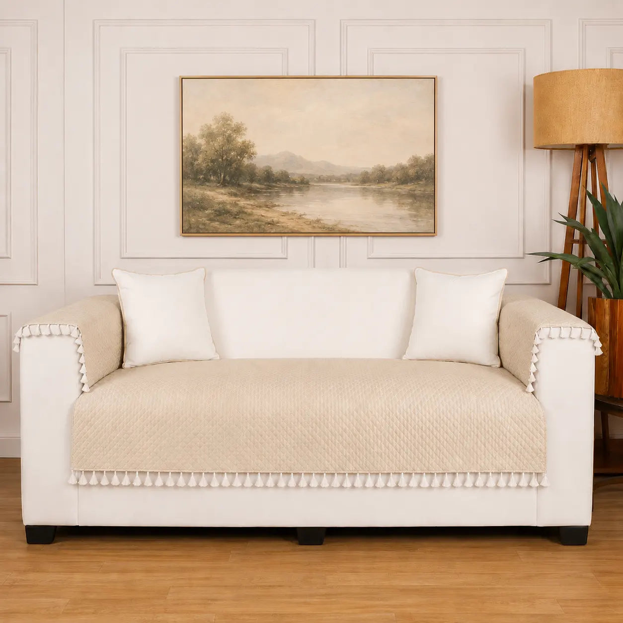 Beige Sofa Cover - Roseate