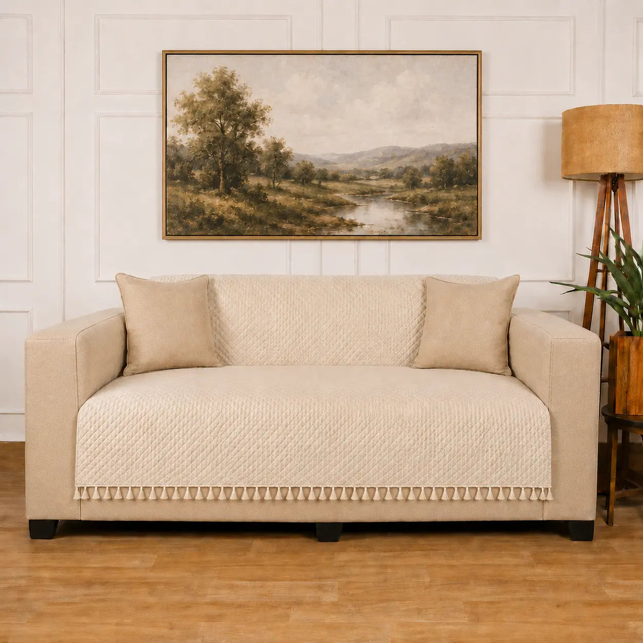 Beige Sofa Cover - Roseate