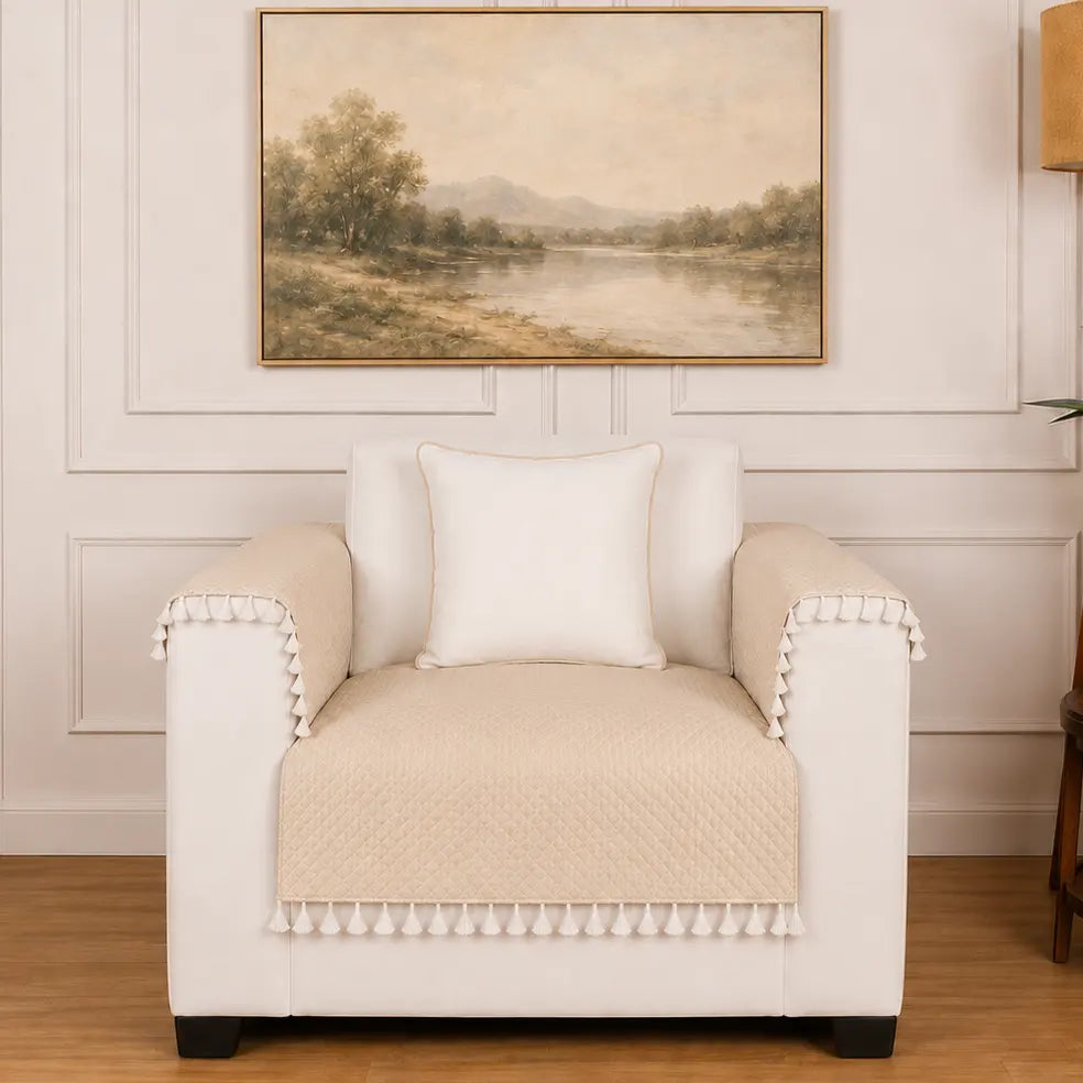 Beige Sofa Cover - Roseate