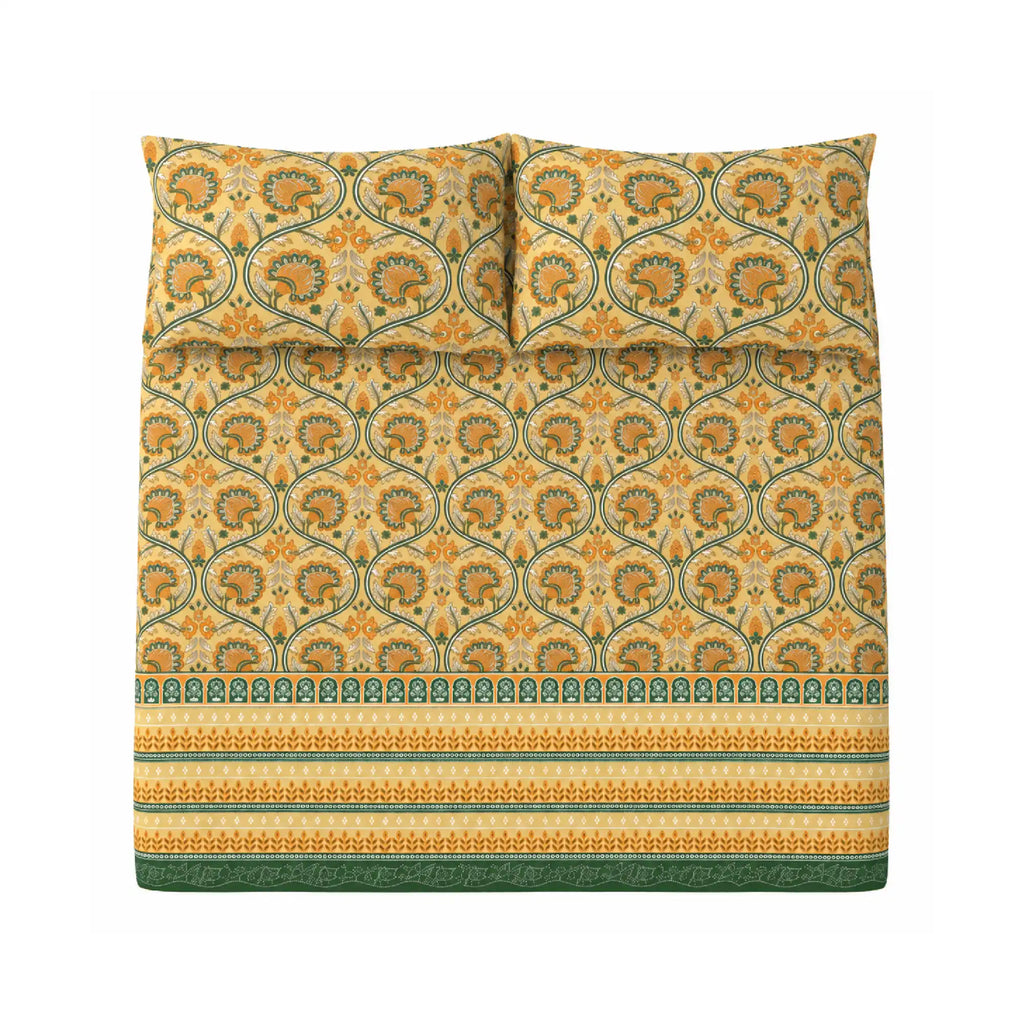 Bloom Double Bedsheet, 100% Cloud Cotton, 240 TC, 2 Pillow Covers